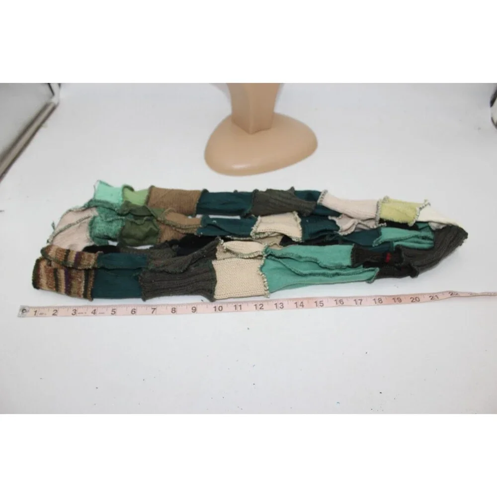 Scarf Upcycled Green Brown Sweaters Winter Wedding Aprx 8' Long Handmade Hunting